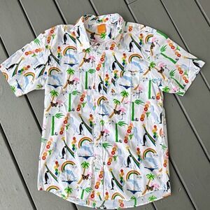 Enjoi Men's Graphic Button Down Shirt L Skate Style Vintage Core